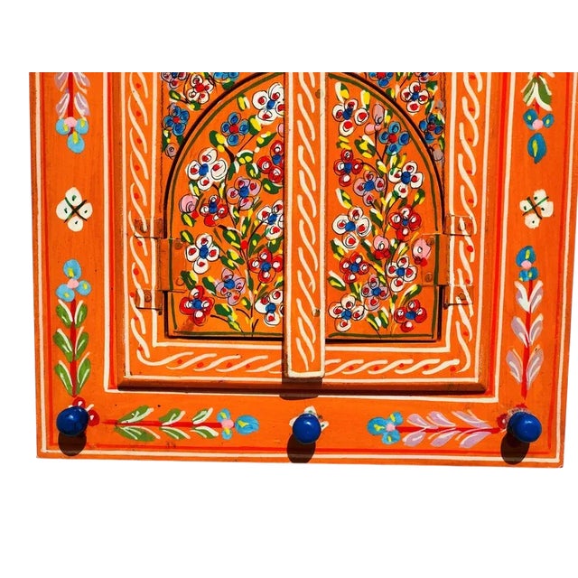 Unique Hand Painted Mirror With Hooks, Hooks for Keys, Entryway Key Holder For Sale - Image 4 of 4