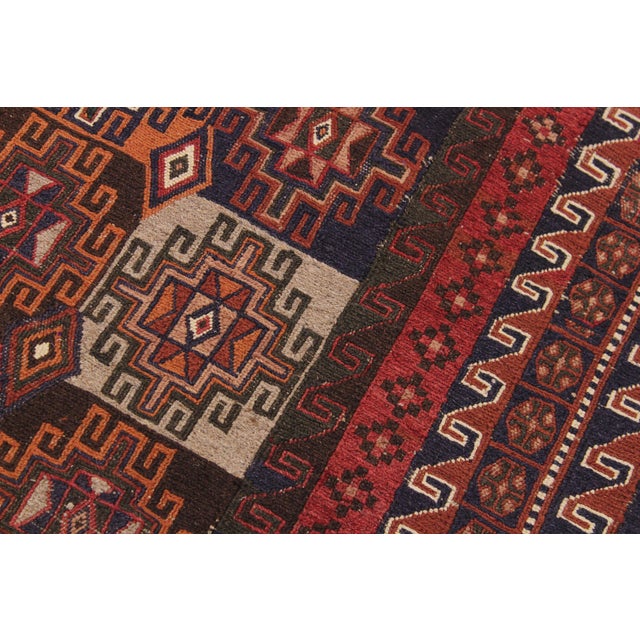 Tribal Soumak Rust/Green Wool Rug - 4'11'' X 8'3'' For Sale - Image 10 of 10