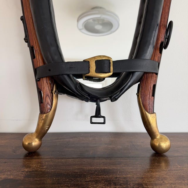 Vintage Equestrian Horse Collar Mirror With Brass Accents For Sale In Chicago - Image 6 of 8