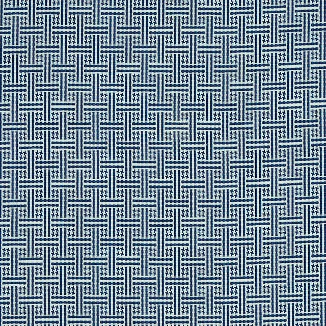 Schumacher Brickell Indoor & Outdoor Fabric in Navy For Sale