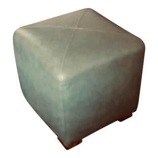 Green Leather Ottoman For Sale