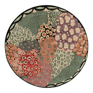 French Deco Style Circle Rug in Multicolor Abstract Patterns by Rug & Kilim For Sale