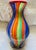 Blue Vintage Millefiori Striped Italian Murano Attributed Heavy Glass Paperweight Vase For Sale - Image 8 of 11