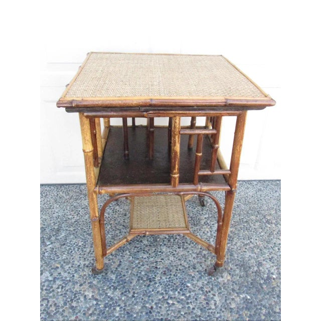 Unique Antique English Bamboo Bookshelf Table For Sale - Image 9 of 17