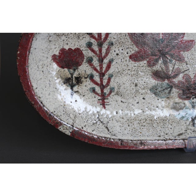 Gold Large French Ceramic Tray by Gustave Reynaud for Le Mûrier, 1960s For Sale - Image 8 of 13