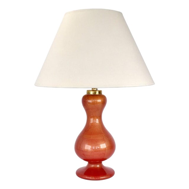 Mid Century Modern Murano Glass Table Lamp Ruby Red and Gold | Barovier and Toso Italian Accent Light Vintage Hollywood Regency Maximalist 1950s For Sale