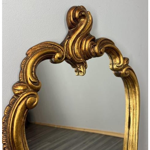 Vintage French Rococo Style Gilt Ornate Wall Mirror For Sale - Image 6 of 8