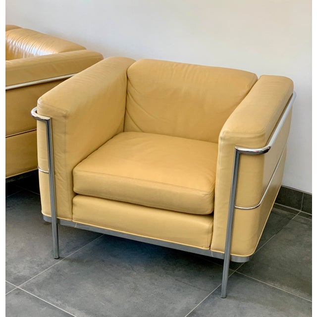 Le Corbusier 1960s Leather Chrome Club Chairs Le Corbusier L C 2 Style - A Pair For Sale - Image 4 of 9