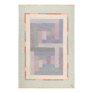 Nazmiyal Collection Signed Vintage Scandinavian Kilim Rug For Sale