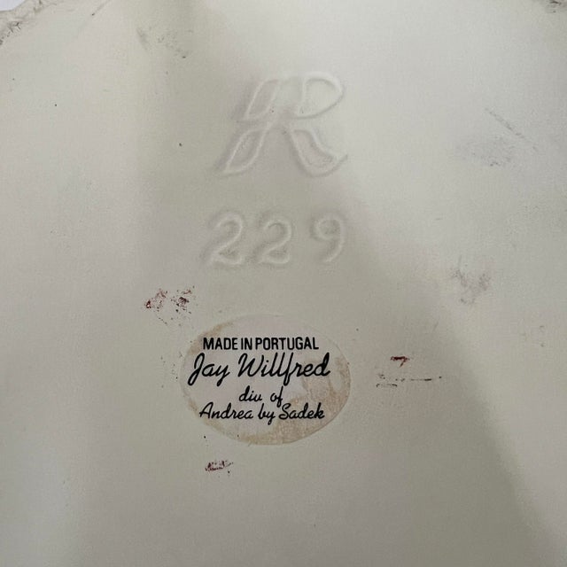 Vintage Rare Jay Willlfred for Andrea by Sadek Glazed Philodendron Leaf Planter, Made in Portugal For Sale - Image 6 of 6