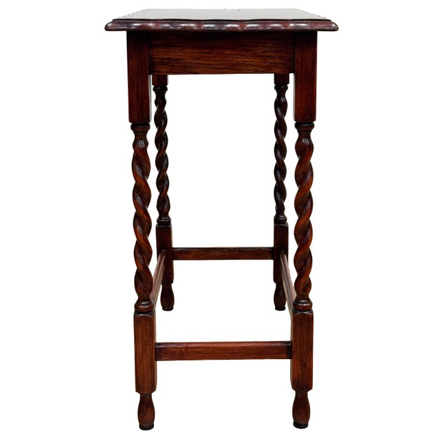 Antique English Oak Barley Twist Pie Crust Top Side Table For Sale In Kansas City - Image 6 of 12