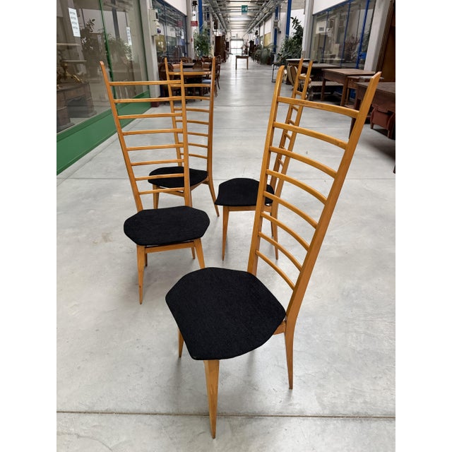 Vintage Chiavarine Model Chairs in Light Wood, 1960, Set of 4 For Sale - Image 12 of 13