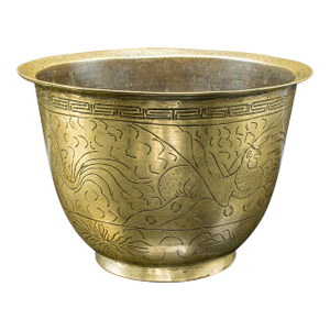 Antique Jardiniere Dish, Japanese, Meiji, Bronze, Decor, Planter Bowl, Victorian