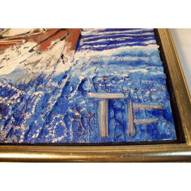 Mixture of acrylic paint, plaster of Paris, string, textiles, a miniature American flag, etc. Unknown date. Signed "TF"....