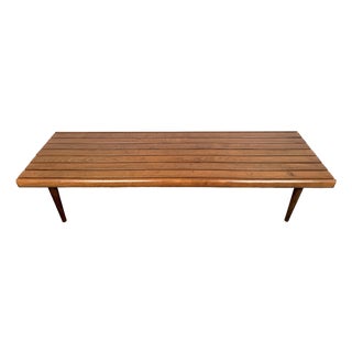 Lovely Mid-Century Modern Walnut Slat Bench For Sale