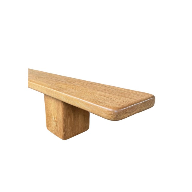 Contemporary Monumental Solid Teak Wood Bench, Hand-Crafted, Modern Organic, 106" Width For Sale - Image 3 of 14