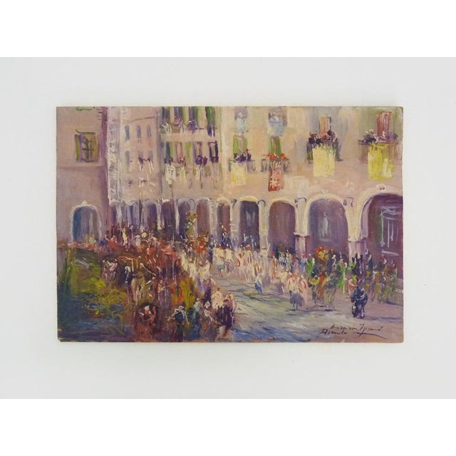 Riccardo Capone, Procession, 1950s-1960s, Oil on Wood For Sale - Image 8 of 8