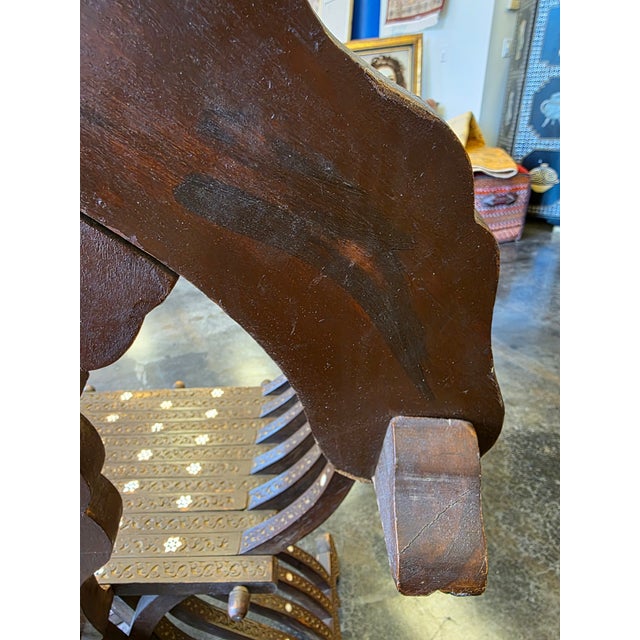Early 1900s Antique Arabesque Wood / Mother Pearl Chair For Sale In Miami - Image 6 of 12