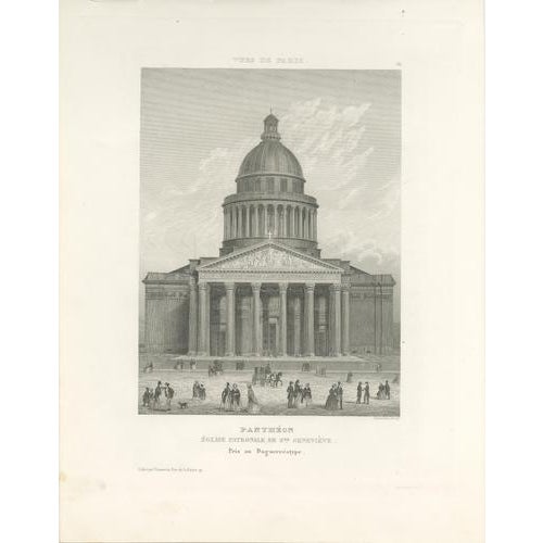 Paris Monuments: Pantheon, Invalides, Bastille, Sulpice, Engravings, 1855, Set of 4 For Sale - Image 4 of 10