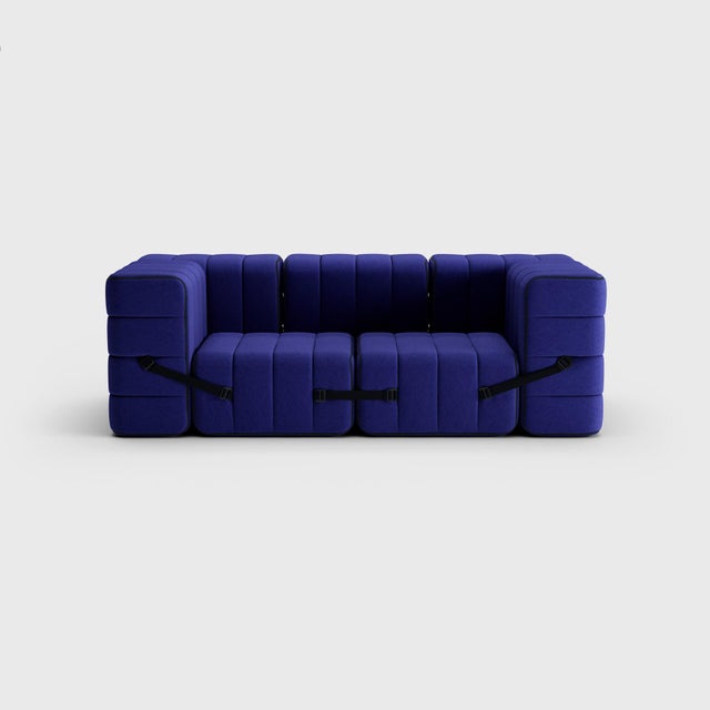 Not Yet Made - Made To Order Curt Modular Set - Flexible 2-Seater with Armrests - Jet - 9605 (Blue) by Ambivalenz, Set of 7 For Sale - Image 5 of 5