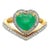 Heart Cut Green Emerald and Diamond Ring in 18k Yellow Gold Size 7 ( All Sizes Available) For Sale