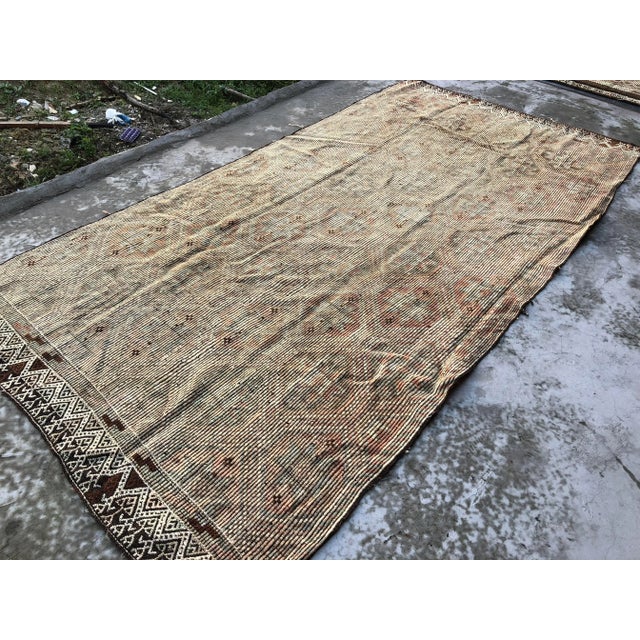 Textile 1960s Vintage Handwoven Kilim Rug - 5′8″ × 11′4″ For Sale - Image 7 of 9