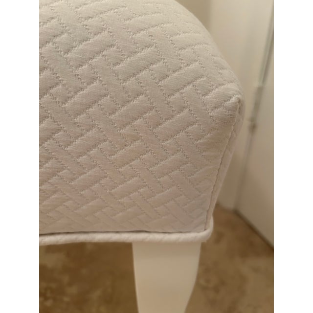 Hollywood Regency Hollywood Regency White Lacquer and White Quilted Slipper Chairs a Pair For Sale - Image 3 of 11