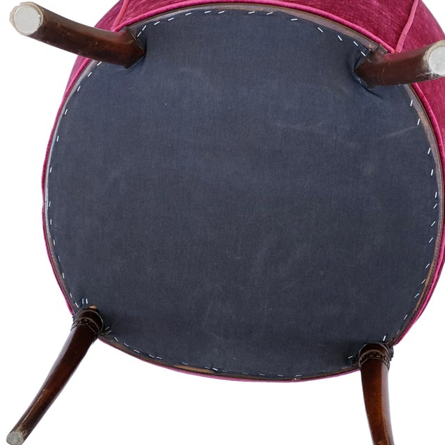 Velvet Red Cherry Wing Back Chair For Sale In San Francisco - Image 6 of 8