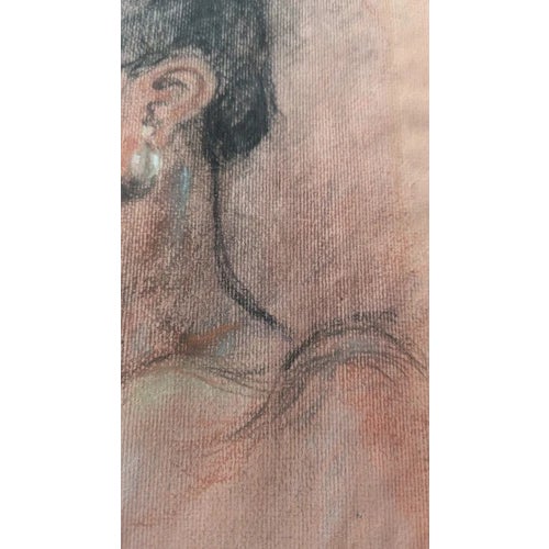 Pink Vintage Sketched Portrait Framed by Plohn & Co. New York 15"x19" For Sale - Image 8 of 13