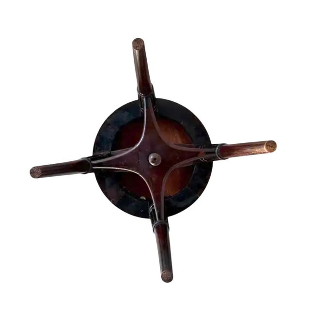 Wood Adjustable English Mahogany Music Stool, Green Leather Seat, C. 1860 For Sale - Image 7 of 8