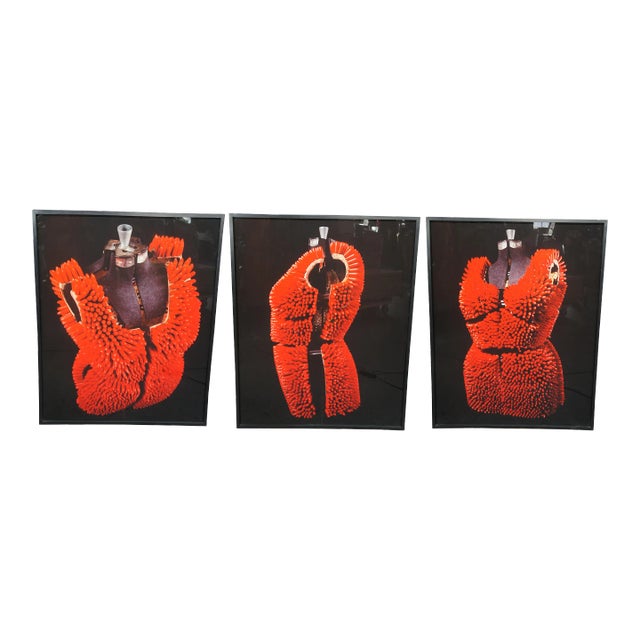 1993 Janet Biggs "Lipstick Dress" Cibachrome Triptych Photographs 108" - Set of 3 For Sale
