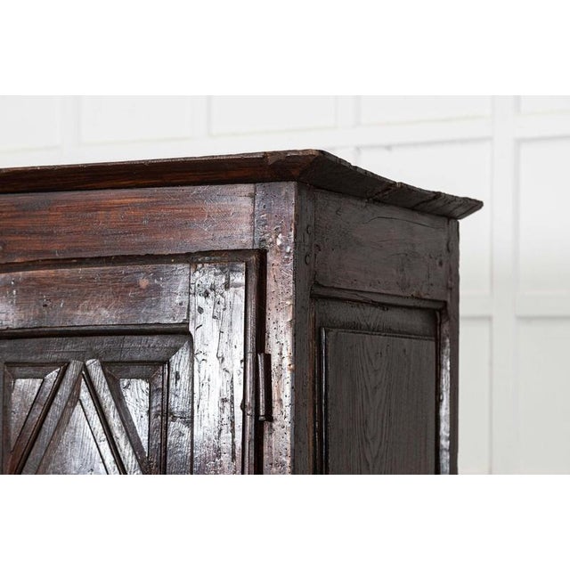Antique French Provincial Ash Diamond Point Armoire, 1770 For Sale - Image 9 of 18