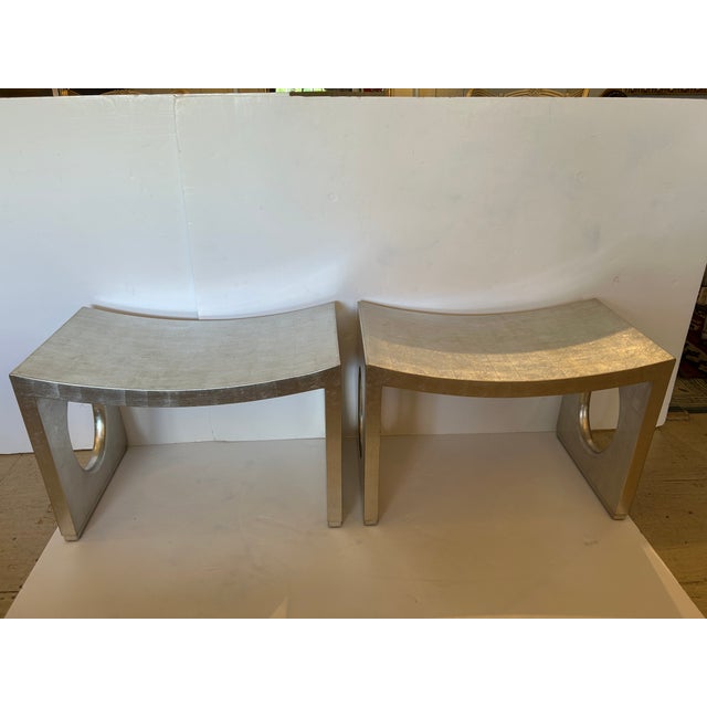 Silver Contemporary Silverleaf Lacquer Benches For Sale - Image 8 of 11