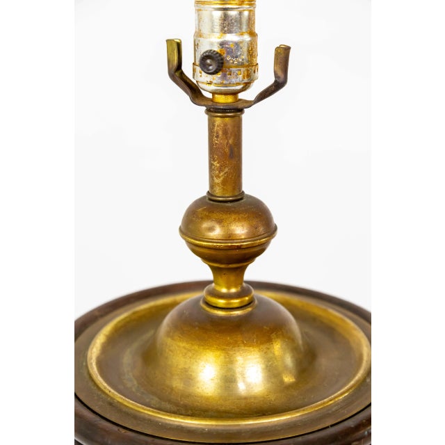 1970s Colonial Turned Wood Basin Lamp With Brass Cap For Sale - Image 9 of 10