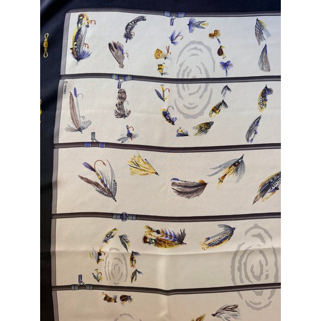 1980s Hermès Flies 1988 Silk Scarf Designed by Latham Caty For Sale - Image 5 of 11