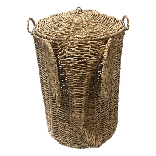 Woven Wicker Elephant Laundry Hamper With Lid For Sale