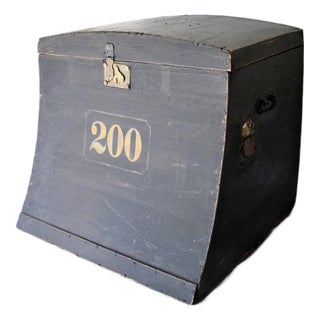 Antique Wooden Maritime Curved Trunk French Patent Brass Hardware For Sale