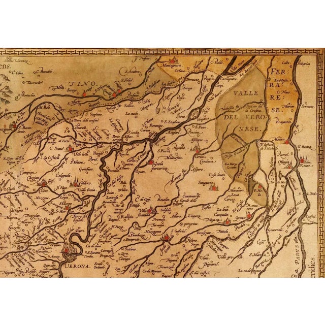 Baroque Northern Italy: A 16th Century Hand-Colored Map by Abraham Ortelius, 1584 For Sale - Image 3 of 12