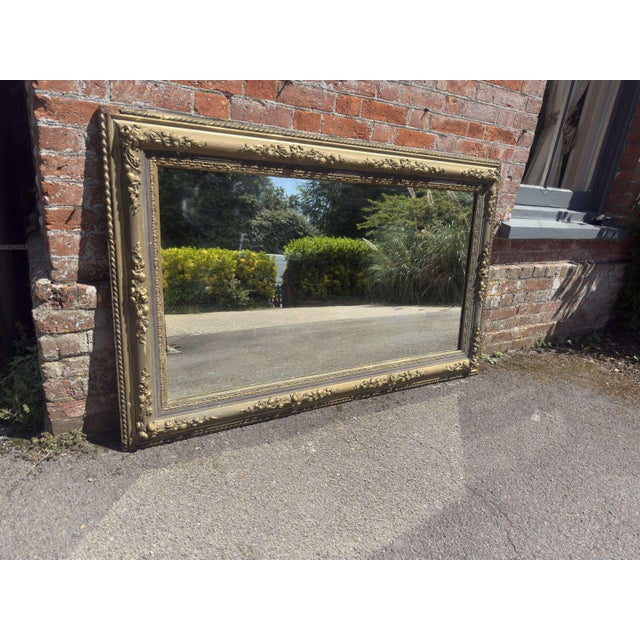 Glass Large Antique French Carved Wood and Gesso Gilt and Painted Mirror, 1800s For Sale - Image 7 of 8