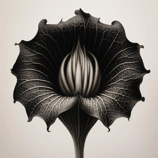 20' X 20' 'Dipsacus Strigosus' #1 Flower - Black and White Limited Edition Botanical Photograph Print, Organic Modern, Unframed For Sale