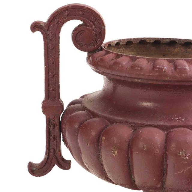 Late 19th Century Pair of French Painted Cast Iron Garden Urns, C 1890. Labeled Alfred Corneau. For Sale - Image 5 of 6
