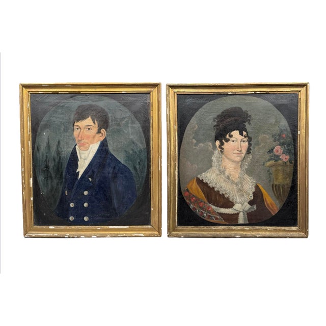 Portraits, 1820, Oil on Canvases, Framed, Set of 2 For Sale - Image 17 of 17