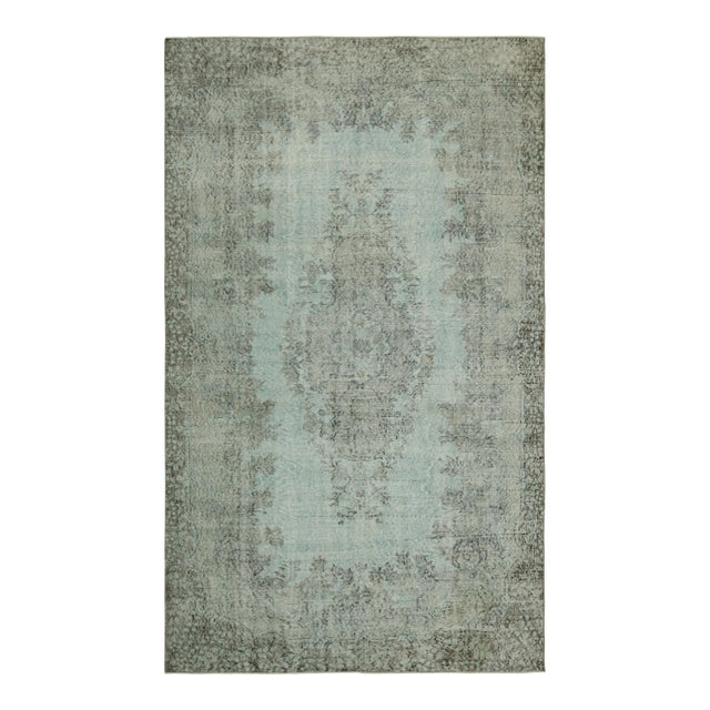 Vintage Zeki Müren Rug in Blue and Green With Floral Medallion | Rug & Kilim For Sale