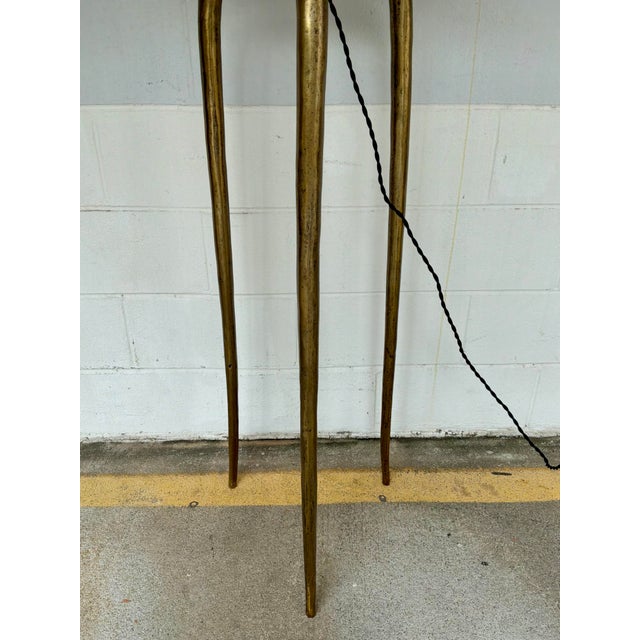 2020s Revelation Modern Antique Brass Wish Bone Tripod Floor Lamp For Sale - Image 5 of 6