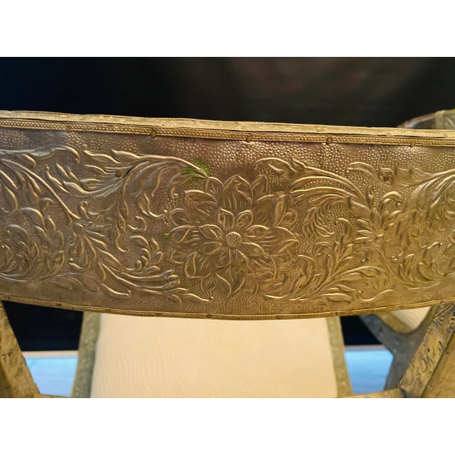 Gray Pair of Neoclassical Side Chairs, Wrapped in Metal With Pewter Rams Heads,Gustavian For Sale - Image 8 of 13