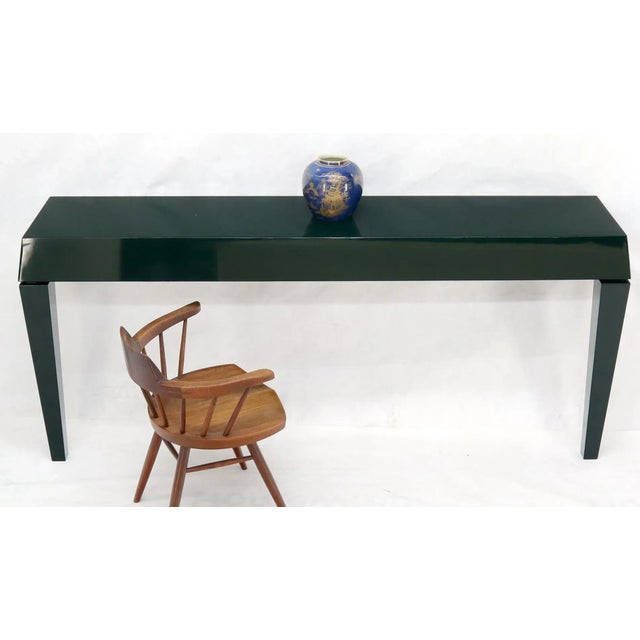 Mid 20th Century Extra Long Dark Green Lacquer Console Wall Table For Sale - Image 5 of 13
