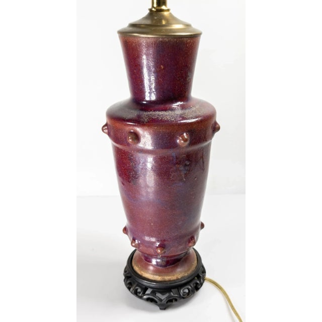 Mid 20th Century Mid-Century Chinese Style Flambe French or American Art Pottery Table Lamp For Sale - Image 5 of 17
