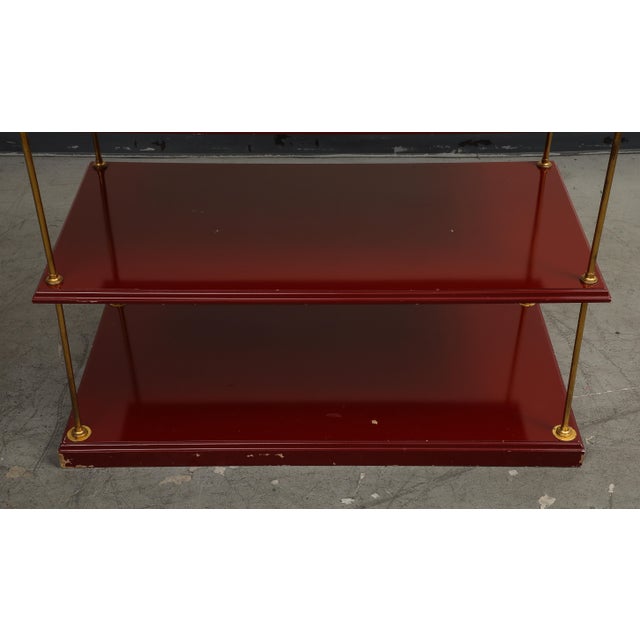 Red 20th Century Baguès Style Cranberry Lacquer and Brass Étagère For Sale - Image 8 of 12