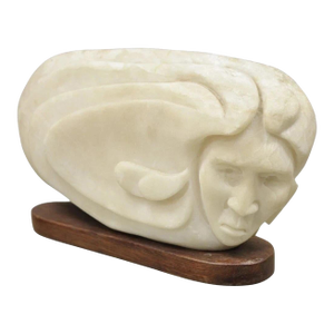 Vintage Bud Miller 1989 Native American Carved Alabaster Double Sided Sculpture