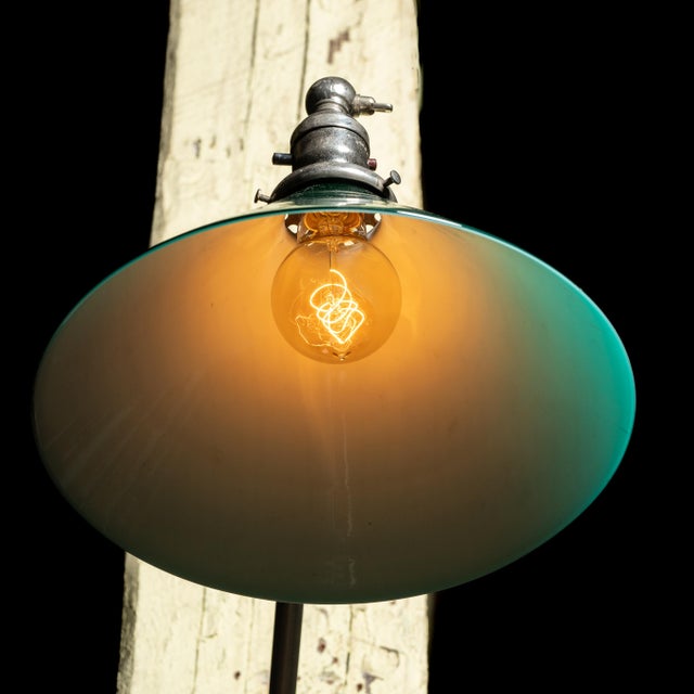 Green 1920s Tafco Articulated Wall Lamp With Emeralite Shade For Sale - Image 8 of 10